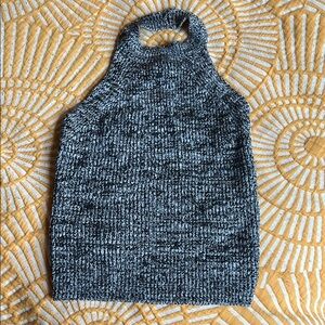 Stylish Black and White Knit Halter Top